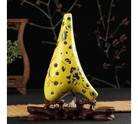 OUMIFA Ocarina Instrument 12 Holes Gilded Ocarina Blue and White Flowers Pattern Traditional Ethnic Style Stage Performance Musical Instruments Graceful Shape Pottery Ocarina (Color : Yellow)
