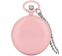 OUMIFA Pocket Watch Cutey Pink Pocket Watch Quartz Flip Smooth Cover White Digital Dial Alloy Comfortable Necklace Gift for Mother Daughter Wife Digital Pocket Watches (Color : Pink)