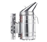 Oumij Bee Smoker, Bee Hive Smoker with Heat Shield Protection Board Iron Beekeeping Equipment, Iron + Leather Bee Smoker