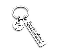 OUMILAN Drive Safe Keychain I Love You I Need You Here With Me Keychain Gifts for Boyfriend Husband Dad Gifts, Drive Safe Handsome(silver), Drive Safe Keychain