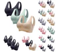 OUMSHBI 3Pc Sport Bras for Women UK Non Wired Push Up Bra Gathered Thin Traceless Sleep Yoga Bralette Beauty Back Fitness Exercise Breathable Women's Everyday Bras Slim Fit Bras