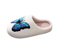 OUMSHBI Memory Foam Womens Slippers Embroidery Butterfly Closed Toe Winter Warm Fleece Lined Shoes Slip On Fluffy Plush Indoors Bedroom House Footwear Comfortable Activewear Womens Slippers