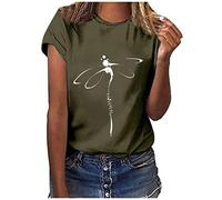 OUMSHBI T Shirts for Women UK Dragonfly Print Basic Tee Shirt Pullover Tops Casual Short Sleeve Crewneck Womens T-Shirts Loose Fit Summer Tshirts Lighweight Plus Size Ladies Tunic Blouses