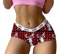 OUMSHBI Women Panties Christmas High Waist Tangas Brazilian French Knickers Soft Bikinis For Women Breathable Underwear Women S Hipster Panties Women Boyshort Panties Seamless Underwear, #D1-red