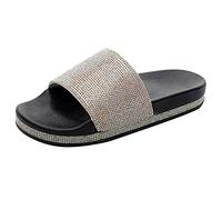 OUMSHBI Womens Sliders Arch Support Comfortable Flat Slippers Sandals Arch Support Regular Fit Thick Cushion Lightweight Beach Shoes Open Toe Ankle Durable Casual Outdoor Walking Slipper