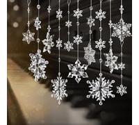 OuMuaMua 12pcs Crystal Christmas Ornaments for Christmas Tree Decorations - Clear Hanging Acrylic Snowflake Ornaments for Christmas Tree Winter Wonderland Party Decorations