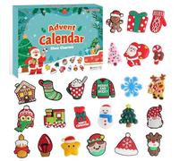 OuMuaMua 2025 Advent Calendar Shoe Charms 24 Days Christmas Countdown Calendar Gingerbread Snowflake Shoe Charms Wristband Decorations for Shoes Boys Girls Birthday Gifts Christmas Winter Party Favors