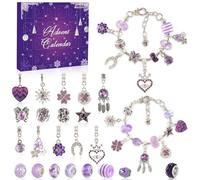 OuMuaMua 24 Days Christmas Advent Calendar 2025, Charm Bracelet Making Kit, Purple Charm Beads, Countdown Calendar DIY Jewelry Making Kit for Adults Women Teens Girls Kids Xmas Holiday Birthday Gifts