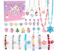 OuMuaMua 24 Days Christmas Advent Calendar 2025, Kids Jewelry for Girls Set, Pink Toddler Jewelry Making Kit, Cute DIY Accessories for Christmas Frozen Winter Holiday Birthday Friendship Gifts