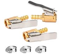 oumuik 1/4 Inch 3 pcs Hose Clips+3 pcs Brass Tire Air Chucks Valve Connector Car Tire Hoses Truck Tyre Open End Car Truck Tyre for Motorcycle Car Bicycle Trucks Repair Tool(6 mm)