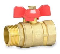 Oumuik Brass 1 Inch Ball Valve with Red Butterfly Handle - Male/Female Thread Full Bore DN25 PN16