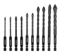 OUMUIK Tile Drill Set, Masonry Drill Set, Glass Drill Bit in Seven Sizes, 3-12 mm, Total 10 Carbide Drills OM