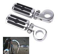 OUMURS 1-1/4" Motorcycle Foot Pegs For 1.25" Engine Guard Highway Pegs For Crash Bars Foot Pedal Bracket Clamp Compatible With Harley Touring Electra Road Glide Road King Street Glide Sportster 883