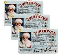 OUMYQ North Pole Official Santa's Sleigh Driver License, Christmas Holiday Novelty Card, 3 Pack, Credit Card Size, Special Delivery Authorization (3Pcs)