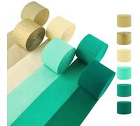 Oun Nana Green and Gold Crepe Paper Streamers, 2.2" x 123 Ft Per Roll Wedding Streamers for Birthday Baby Shower Bachelorette Bridal Shower Engagement Happy Anniversary Decorations Party Supplies