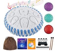 Oun Nana Steel Tongue Drum Rain Chime for Outside Musical Sound Healing Instruments, 6 Inches 11 Notes Rain Drum for Adults Kids with Mallets, Music Book, Storage Bag, White