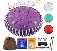Oun Nana Steel Tongue Drum Rain Chime for Outside Musical Sound Healing Instruments, 6 Inches 11 Notes Rain Drum for Adults Kids with Mallets, Music Book, Storage Bag, Purple