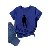 OUNAR Every Girl Needs A Little Rip in Her Jeans T-Shirt Womens Fun Letter Print Shirt Short Sleeve Casual Cowgirl Tees, A4-blue, S