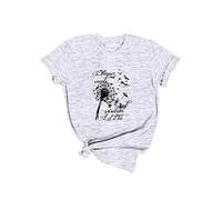 OUNAR Women Whisper Words of Wisdom Let It Be Letter Print Tops Dandelions Printed T-Shirts