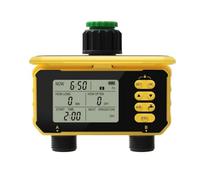 Ounfhtrttk 2 Outlets Watering Auto Irrigation Solar Charging Digital Sprinkler Water Valve Controller for Garden Outdoor