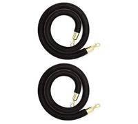 Ounfhtrttk 2 Pack Velvet Stanchion Rope with Gold Hooks, Crowd Control Rope Safety Barrier Red Carpet Decoration, 5 Feet Black