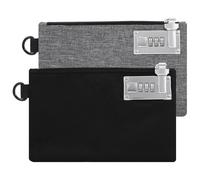 Ounfhtrttk 2 Pieces Lockable Money Pockets, Secure Nylon Lock Coin Purse Bank Bag with Zipper for Travel, Cash, Jewelry, Passport
