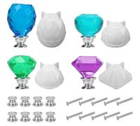 Ounfhtrttk 4pcs Door Knob Molds for Epoxy Resin DIY Crystal Silicone Kit, Handmade 3D Pulls for Kitchen Dresser Wardrobe