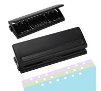 Ounfhtrttk Adjustable 6-Hole Punch - Metal Hole Puncher for A4/A5/A6, 6-Ring Binder Puncher, Non-Slip Base with Ruler & Hole Guide A