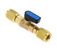 Ounfhtrttk Air Conditioner Refrigerant Ball Valve 1/4" SAE Female Adapter 7/16"-20 UNF Brass Shut-Off Valve