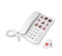 Ounfhtrttk Amplified Photo Memory Landline Phone One Button Touch Desktop Fixed Wired Phone for Patients with Hearing Impairment
