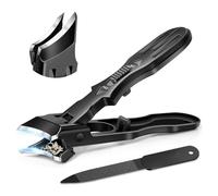 Ounfhtrttk Anti-Splash 45 Degrees Beveled Eagle Beak Nail Clippers-Wide Jaw Opening Clippers with Catcher Black
