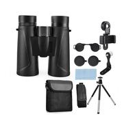 Ounfhtrttk Compact 12x42 Adult Binoculars BAK4 Prism Waterproof for Bird Watching for Travel Stargazing Black