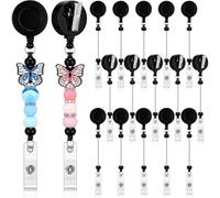 Ounfhtrttk DIY Jewelry Making 15 Pcs Alligator Clip Holder with Swivel Beaded Blank Bars Bulk for Teachers Supplies B