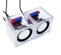 Ounfhtrttk DIY Mini Speaker Electronic Kit 5V 1A Dual Channel Audio Parts Transparent Electronic Components School Fun Welding Part