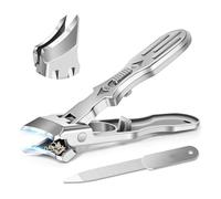 Ounfhtrttk Eagle Beak Nail Clippers with Catcher-Wide Jaw Opening Anti-Splash 45 Degrees Beveled Clippers Silver