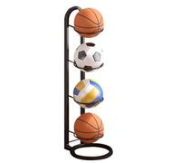 Ounfhtrttk Eco-Friendly Metal Basketball Storage Rack - Space-Saving Organizer for Home Black