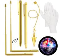 Ounfhtrttk Equipment Copper Dowsing Rods Set of 5 Cone Probe Pendulum LED Light Cat Ball Gloves for Tools Divining Water Gold Treasure