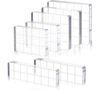 Ounfhtrttk for Scrapbooking& Card Making Compatible 7 Pcs Acrylic Stamp Block Set-Small Clear Stamping Tools Featuring Grid Lines in Assorted Size