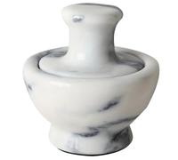 Ounfhtrttk Light Luxury Pounder Manual Grinder Garlic Powder Pepper Masher Puncher Natural Marble Mash Jar Kitchen Bar Utensil Set White