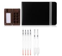 Ounfhtrttk Mini Portable Watercolor Paint Set Travel Paint Palette Wooden Grid Paint Box, Pocket Watercolor Sketchbook Paper Pad