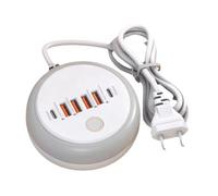 Ounfhtrttk Power Strip Charger withTouch Light Round Multi-Function Plug Multi-Function Multi-Port Power Strip Charger Smart Fast Charging UK Regulations UK Plug