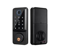 Ounfhtrttk Smart WiFi Auto Deadbolt Lock Tuya Enabled Fingerprint Recognition Digital Code Electronic Lock with Door Sensor Remote Control A