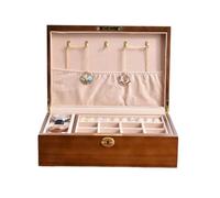 Ounfhtrttk Wooden Vintage W/Lockable Jewelry Storage Box,Flip-Top Solid Wood Jewelry Box, Large Capacity,Compartment Storage Box
