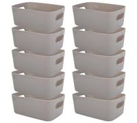 Oungy 10 Pack Plastic Storage Baskets, 25 x 17 x 10cm Grey Kitchen Cupboard Organiser, Small Cupboard Storage Boxes for Home, Office, Bathroom