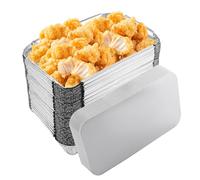 Oungy 100Pcs Aluminium Foil Trays with Lids, 21x14x4.5cm Medium Tin Foil Trays, 800ml Foil Takeaway Food Containers with Lids, Foil Containers Foil Food Containers for Oven, Baking, Roasting