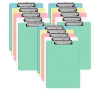 Oungy 15Pcs A4 Clipboards, Transparent A4 Clipboard 5 Colours, 32x22cm Plastic Clipboard Paper Holder Writing Board for Office Home (Blue, Pink, Green, White, Yellow)