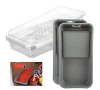 Oungy 20 Pcs Disposable 4Inch Paint Tray Liners & 2 Pcs 4Inch Reusable Paint Trays, Plastic Paint Roller Tray Liner Small Paint Roller Tray, Mini Roller Tray and Liner (Grey + Clear)