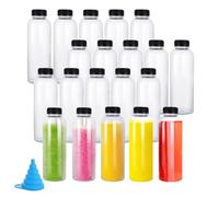 Oungy 20 Pcs Sensory Bottles, 500ml/17.6oz Plastic Bottles with Lids, Clear Smoothie Bottle Reusable Juice Bottle for Water, Juice, Milk and Homemade Beverage
