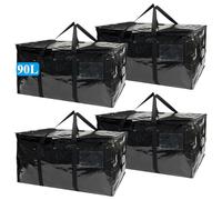 Oungy 4Pack Moving Bags, 90L Large Storage Bags with Handles, Heavy Duty Moving Bag with Zipper and Pocket, Waterproof Storage Organiser Bag for Clothes, Laundry, Packing