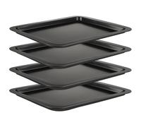 Oungy 4Pcs Non-Stick Baking Trays, 33x23x2cm Carbon Steel Oven Baking Trays, Black Oven Tray Baking Tray Set, Large Rectangular Baking Sheet Pan for Oven Kitchen Home - Dishwasher Safe